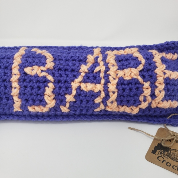 Posh Babe Micro Pillow Embroidered Purple Crochet Handmade Home Decor Peach - Picture 8 of 9